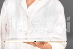 Person holding tablet pc