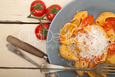 Italian snail lumaconi pasta with tomatoes