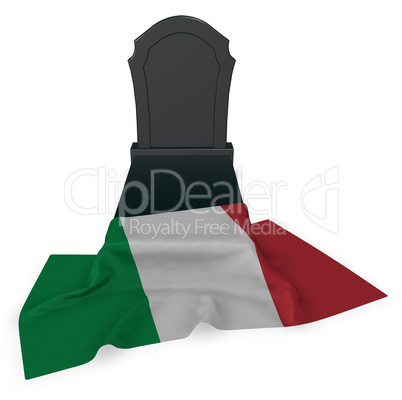 grabstein und flagge von italien