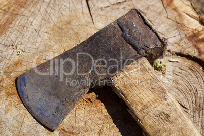 Old rusty ax