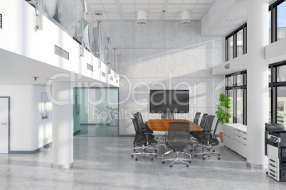 3d render - open plan office - office building