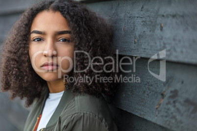 Sad Mixed Race African American Teenager Woman