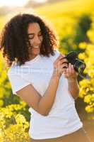 Beautiful Mixed Race African American Girl Teenager Using Camera