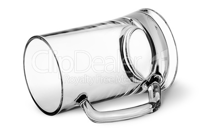 Big glass beer mug lying down