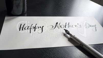 Happy Mother's day calligraphy and lattering post card. Perspective view.