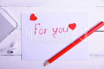 Letter with an inscription in red pencil for you