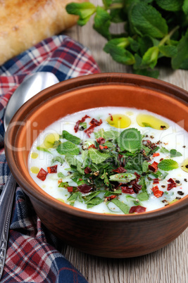 Yoghurt soup with mint