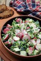 Salad from radish and cucumber