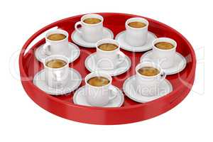 Plastic tray with coffee cups