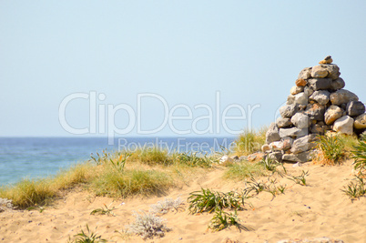 Pebble mound on a sand dune