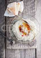 Baba ghanoush, eggplant dip, mediterranean food.