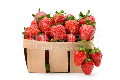 Strawberry in basket isolated on white