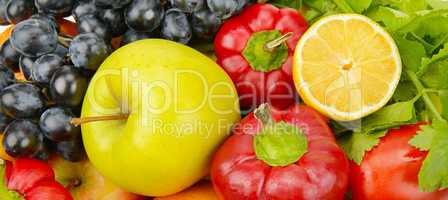 background of a set of vegetables and fruits