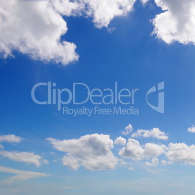 blue sky and white cumulus clouds