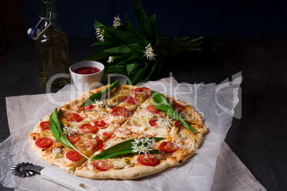 vegetarian wild garlic pizza