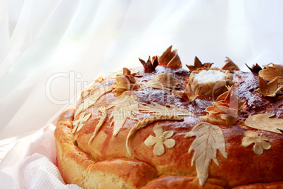 round loaf with floral patern