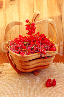 red currant on the wooden vase