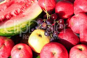 ripe fruits apples watermelon and grape