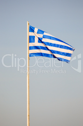 Greek flag floating on a white mat