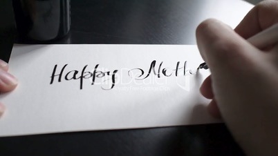 Happy Mother's day calligraphy and lattering post card. From the first-person point of view.