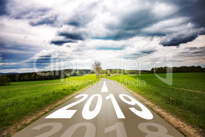 Road with 2018 and 2019