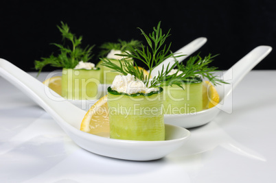 Cucumber canape with ricotta