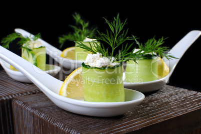 Cucumber canape with ricotta