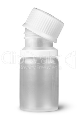 Small plastic bottle with lid removed