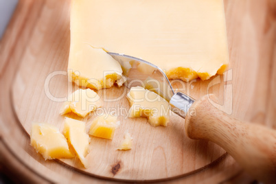 Parmesan cheese and knife