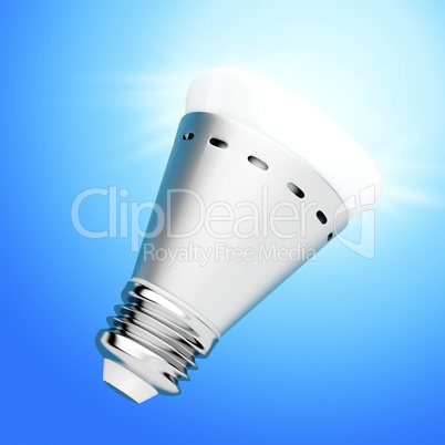 LED bulb on blue background