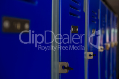 Close up of blue lockers