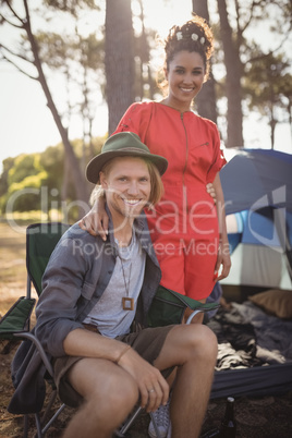 Portrait of smling couple at forest