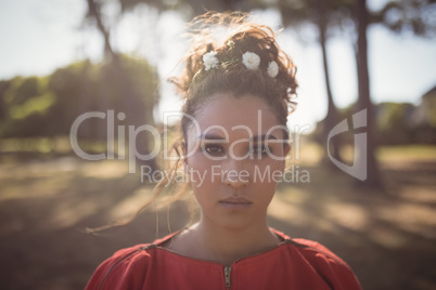 Portrait of serious young woman