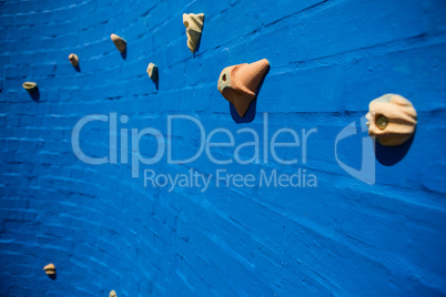 Full frame shot of blue climbing wall