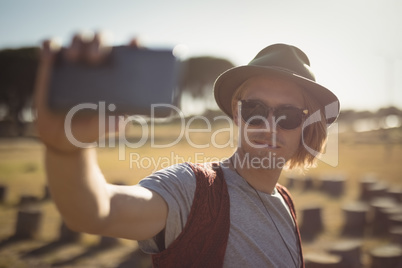 Man taking selfie from mobile phone