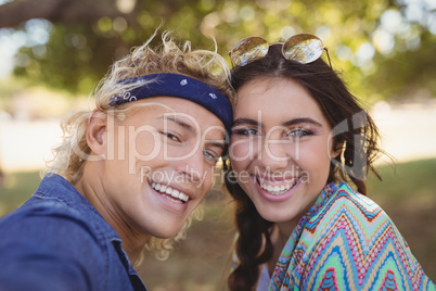 Close up portrait of cheerful couple