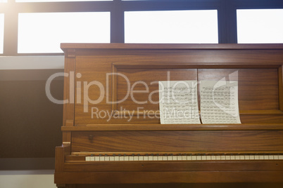 Close up of wooden piano