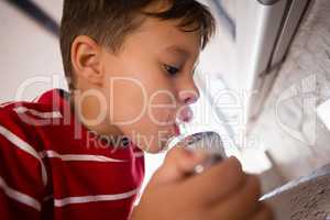 Close up of boy drinking water