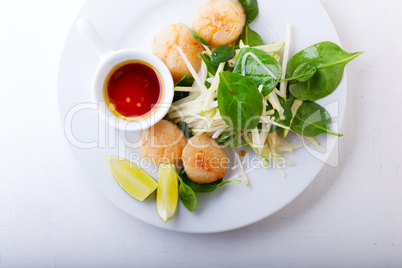 Scallop Salad with greenery