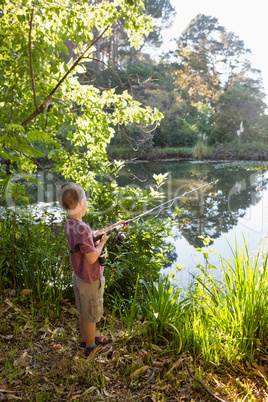 Boy fishing in the river