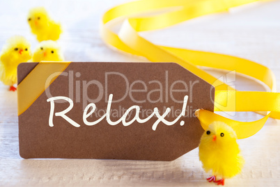 Easter Label, Chicks, Text Relax