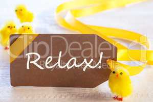 Easter Label, Chicks, Text Relax
