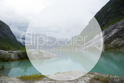 Lake With Mountains, Norway, Circle With Copy Space