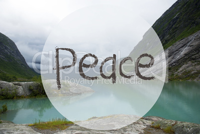 Lake With Mountains, Norway, Text Peace