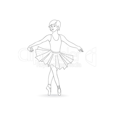 Girl dancing in ballet shoes and ballet tutu. Little ballerina i