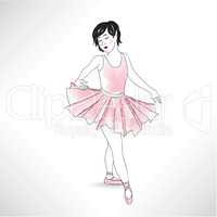 Girl dancing in ballet shoes and ballet tutu. Little ballerina i