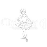 Girl dancing in ballet shoes and ballet tutu. Little ballerina i