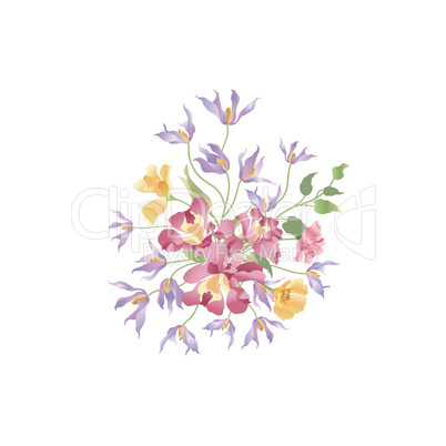 Flower bouquet. Floral frame. Flourish greeting card. Summer dec
