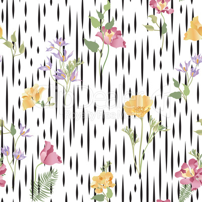 Floral ornamental seamless pattern. Abstract flower bouquet back