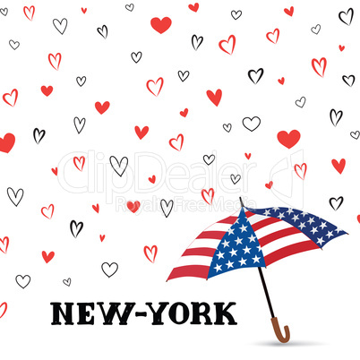 Travel USA background. Love New York City pattern. Heart backgro